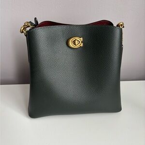 Coach Dark Forest Green Crossbody Bag with Gold Accents